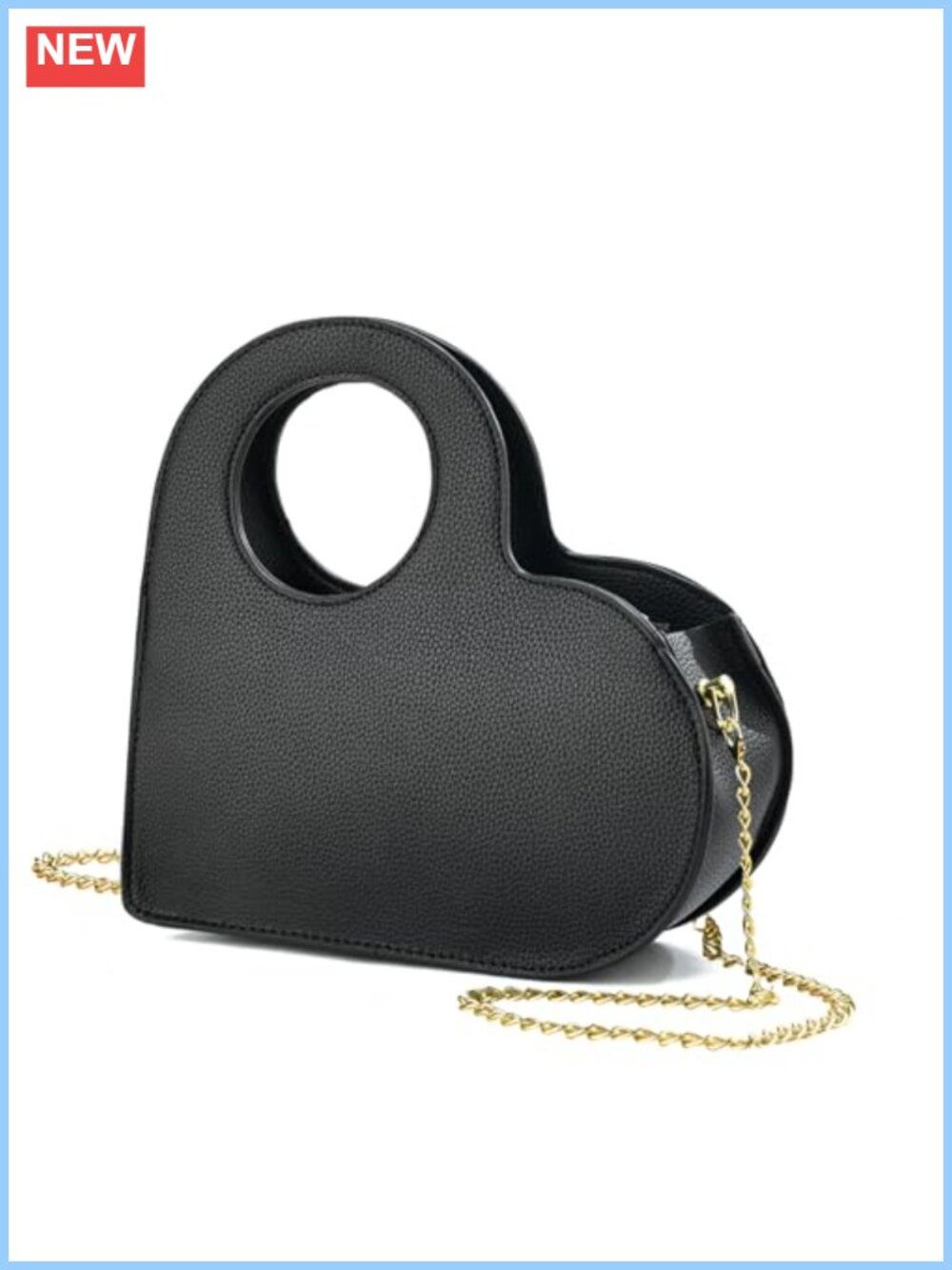 Heart Clutch Purse Vegan Leather Crossbody Bag with Golden Chain